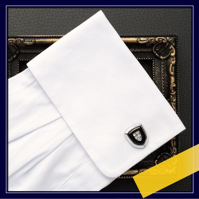 盾 シールド 形 カフス ブラック 黒 シルバー 銀  カフスリンクス メンズ 男 結婚式 誕生日 使い方 プレゼント 彼氏 人気 セット Cuffs |  | 05