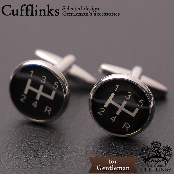 カフス サークル マニュアル MT 5速 スポーツカー シフトノブ シルバー 銀  カフス カフスボタン カフリンクス カフスリンクス レーサー メンズ シャツ 結婚式 | 