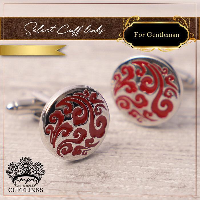 カフス サークル レッド 赤 模様 シルバー 銀  カフスボタン カフリンクス カフスリンクス カフス かっこいい メンズ 付け方 結婚式 オシャレ 珍しい パターン |  | 03