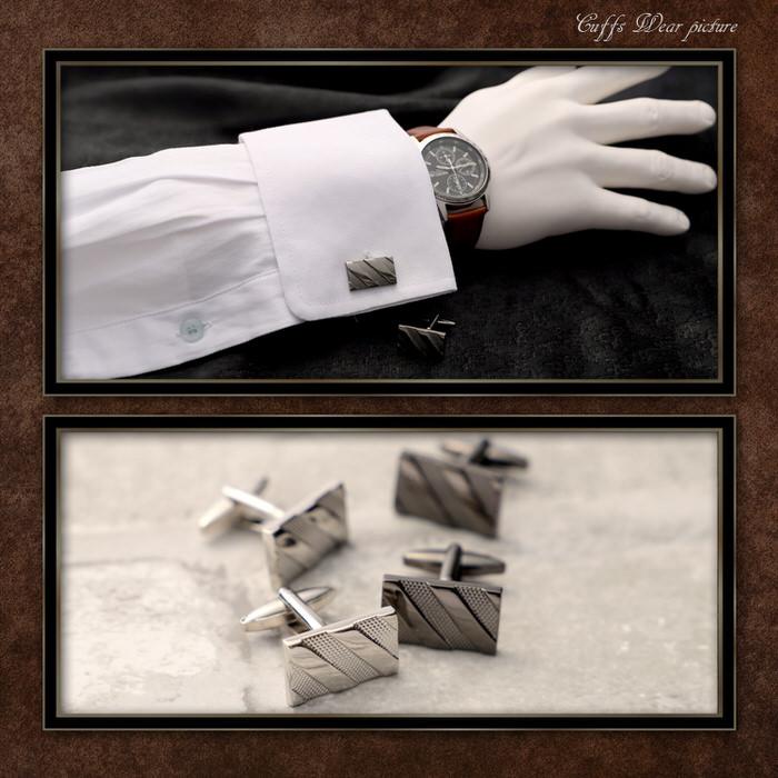 スクエア ストライプ パターン カフス カフスボタン メンズ 男性用 結婚式 冠婚葬祭 シャツ プレゼント 同僚 就職祝い  袖 |  | 02