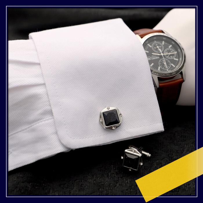 スクエア サークル コンビ カフス シルバー 銀 ブラック 黒  カフスリンクス メンズ 男 結婚式 誕生日 使い方 プレゼント 彼氏 人気 セット Cuffs |  | 02