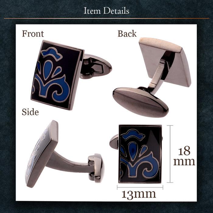 カフス スクエア ブラック 黒 ブルー 青 1 カフスリンクス メンズ 紳士 結婚式 ビジネス 付け方 プレゼント 彼氏 人気 セット Cuffs |  | 04