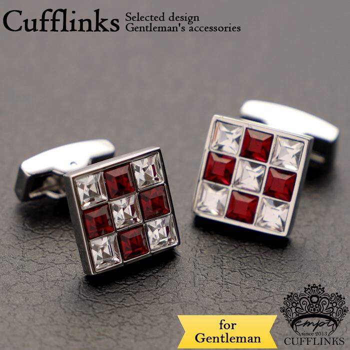ナイン スクエア カットストーン ブロックチェック カフス カフスボタン メンズ 男性用 結婚式 冠婚葬祭 シャツ プレゼント 同僚 就職祝い  袖 | 