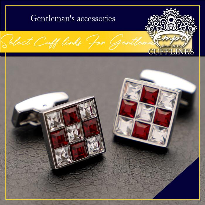 ナイン スクエア カットストーン ブロックチェック カフス カフスボタン メンズ 男性用 結婚式 冠婚葬祭 シャツ プレゼント 同僚 就職祝い  袖 |  | 01