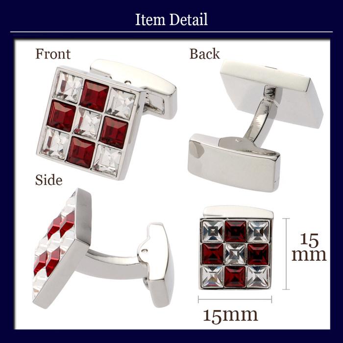 ナイン スクエア カットストーン ブロックチェック カフス カフスボタン メンズ 男性用 結婚式 冠婚葬祭 シャツ プレゼント 同僚 就職祝い  袖 |  | 04