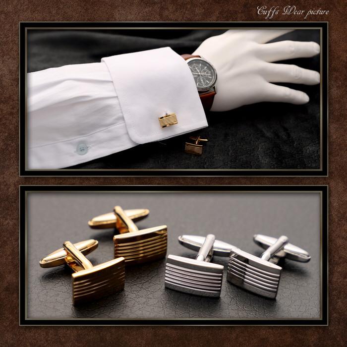 シンプル スクエア ストライプ カフス カフスボタン メンズ 男性用 結婚式 冠婚葬祭 シャツ プレゼント 同僚 就職祝い  袖 |  | 02