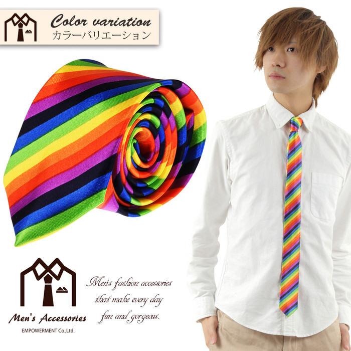 ネクタイ ナロー レインボー カラフル 七色 虹 プレゼント 父の日 ビジネスマン 制服 スーツ シャツ 紳士 お洒落 おしゃれ おもしろ |  | 03