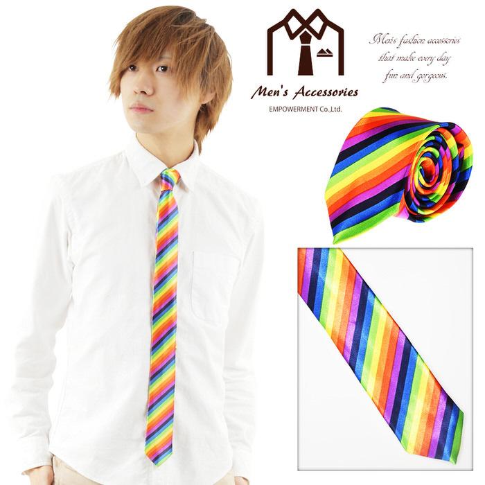 ネクタイ ナロー レインボー カラフル 七色 虹 プレゼント 父の日 ビジネスマン 制服 スーツ シャツ 紳士 お洒落 おしゃれ おもしろ |  | 07