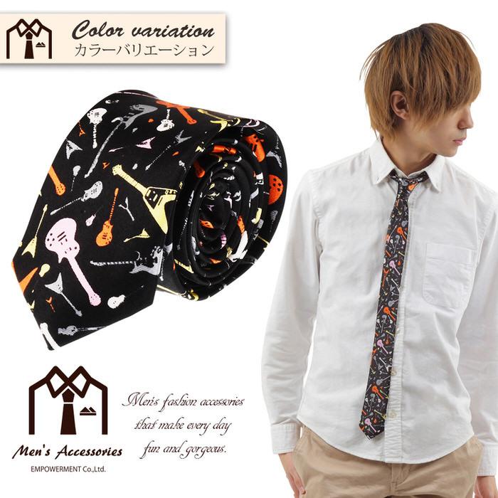 ネクタイ 音楽 ギター ナロータイ   ミュージック 父の日 ビジネスマン 制服 スーツ シャツ 紳士 お洒落 おしゃれ おもしろ かっこいい |  | 03