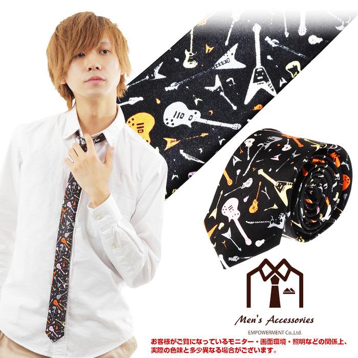 ネクタイ 音楽 ギター ナロータイ   ミュージック 父の日 ビジネスマン 制服 スーツ シャツ 紳士 お洒落 おしゃれ おもしろ かっこいい |  | 05