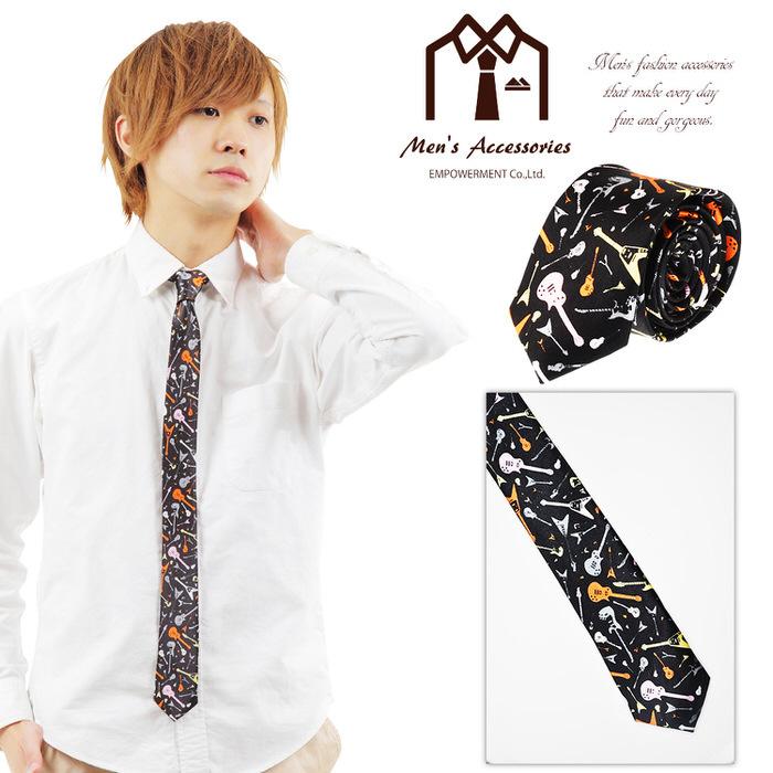 ネクタイ 音楽 ギター ナロータイ   ミュージック 父の日 ビジネスマン 制服 スーツ シャツ 紳士 お洒落 おしゃれ おもしろ かっこいい |  | 07