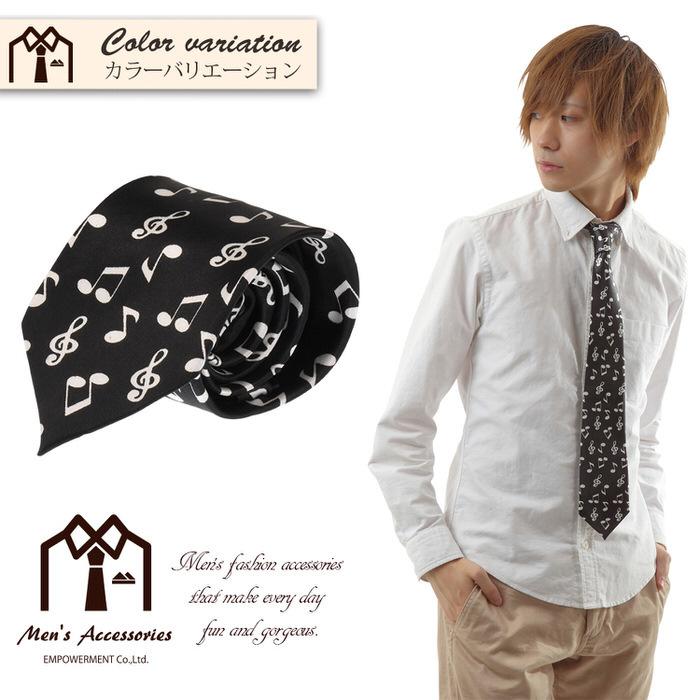 ネクタイ 音楽 音符 楽譜 黒 ブラック 白 ホワイト  ミュージック ビジネスマン 制服 スーツ シャツ 紳士 お洒落 おしゃれ おもしろ かっこいい フォーマル |  | 03