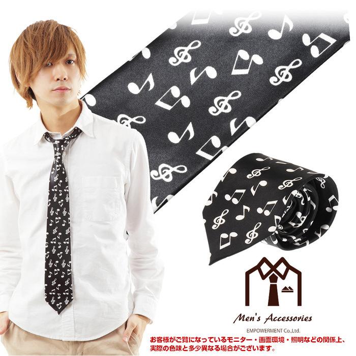 ネクタイ 音楽 音符 楽譜 黒 ブラック 白 ホワイト  ミュージック ビジネスマン 制服 スーツ シャツ 紳士 お洒落 おしゃれ おもしろ かっこいい フォーマル |  | 05