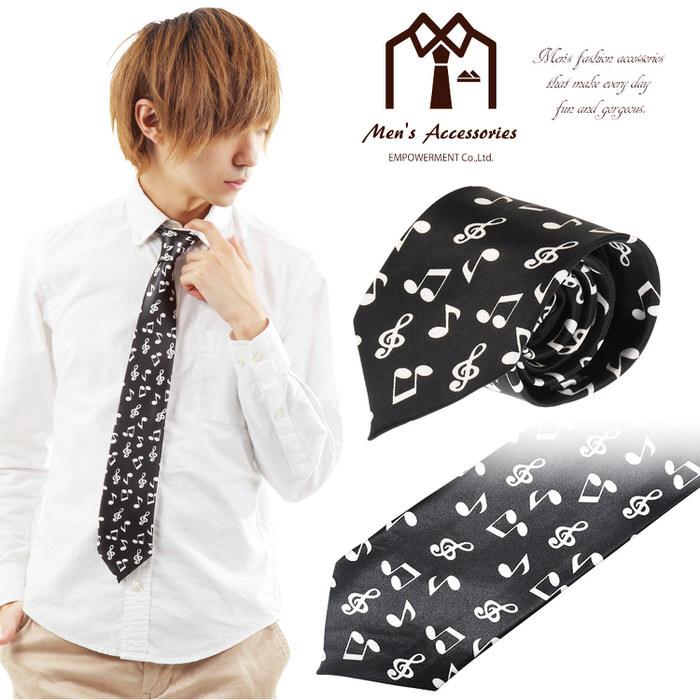 ネクタイ 音楽 音符 楽譜 黒 ブラック 白 ホワイト  ミュージック ビジネスマン 制服 スーツ シャツ 紳士 お洒落 おしゃれ おもしろ かっこいい フォーマル |  | 07
