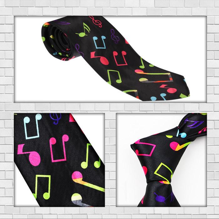 ネクタイ 音楽 音符 楽譜 黒 ブラック カラフル  ミュージック 制服 スーツ シャツ 紳士 お洒落 おしゃれ おもしろ かっこいい フォーマル メンズ |  | 02