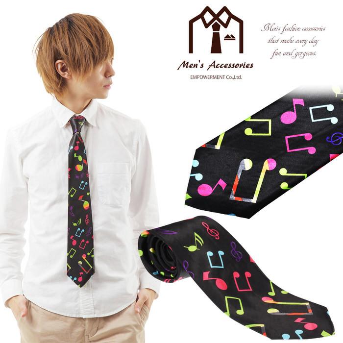 ネクタイ 音楽 音符 楽譜 黒 ブラック カラフル  ミュージック 制服 スーツ シャツ 紳士 お洒落 おしゃれ おもしろ かっこいい フォーマル メンズ |  | 07