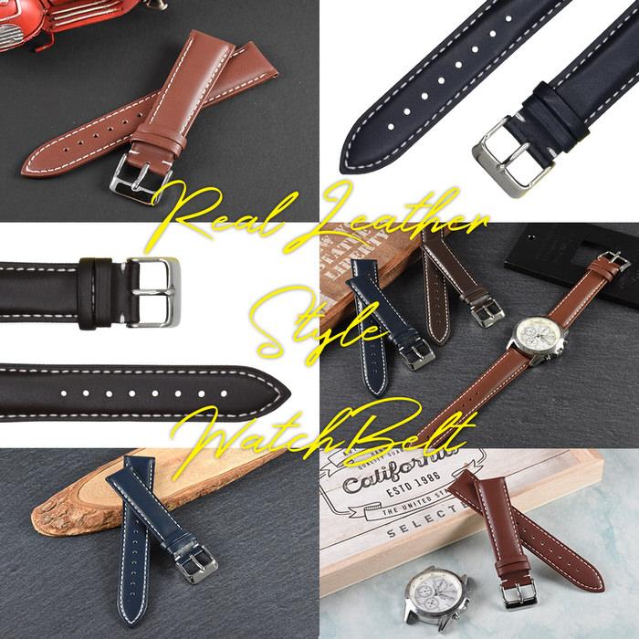 時計ベルト 白ステッチ 柄なし 革 レザー 18mm 19mm 20mm 21mm 22mm 替え 男性 無地 おしゃれ 仕事 ビジネス 黒 ブラック 紺 ネイビー 濃茶 ブラウン  交換 |  | 08
