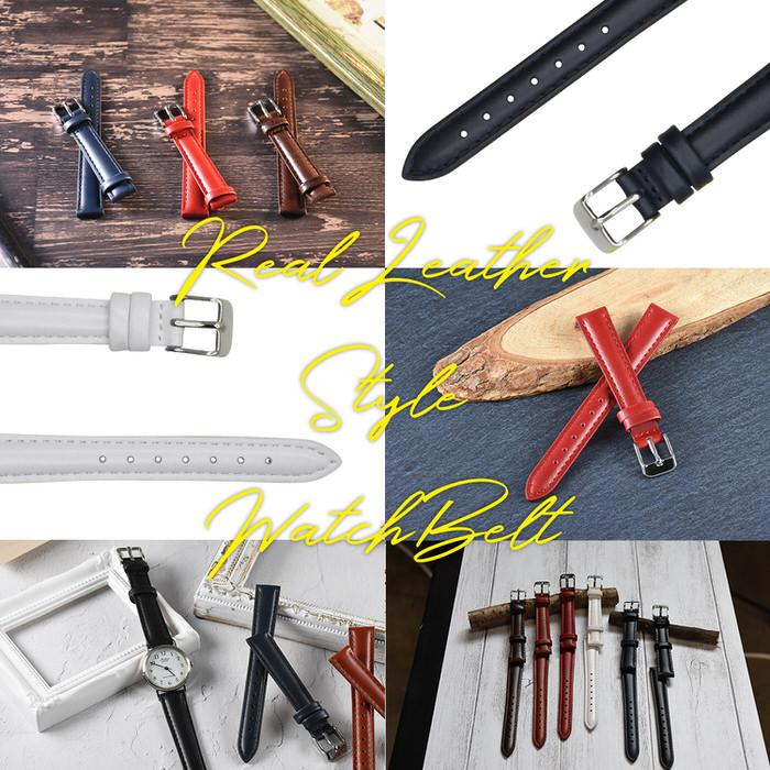 時計ベルト 無地 ステッチ レディース 革 レザー 12mm 14mm 16mm 替え かっこいい おしゃれ フォーマル 女性 マニッシュ 黒 ブラック 茶 ブラウン 赤 レッド  白 |  | 08