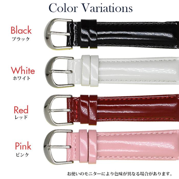 時計ベルト 光沢 エナメル メンズ 18mm 20mm  替え 個性的 おしゃれ 男性 ビジュアル系 大人 黒 ブラック　 赤 レッド 白 ホワイト  パンク |  | 07