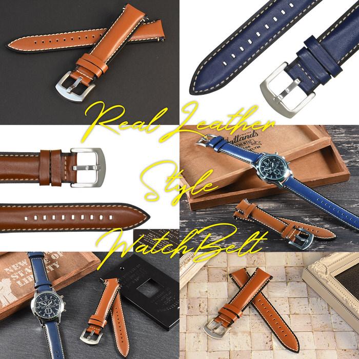 時計ベルト 無地 ステッチ 革 レザー 20mm 22mm  替え 大人 おしゃれ かっこいい シンプル ビジネス デート フォーマル 高級感  茶 ブラウン |  | 08