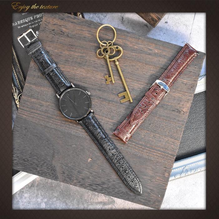 時計ベルト オーストリッチ調型押し レザー 時計 お洒落 メンズ 交換 替えバンド 男性 ビジネス かっこいい ギフト  18mm 20mm 22mm |  | 08