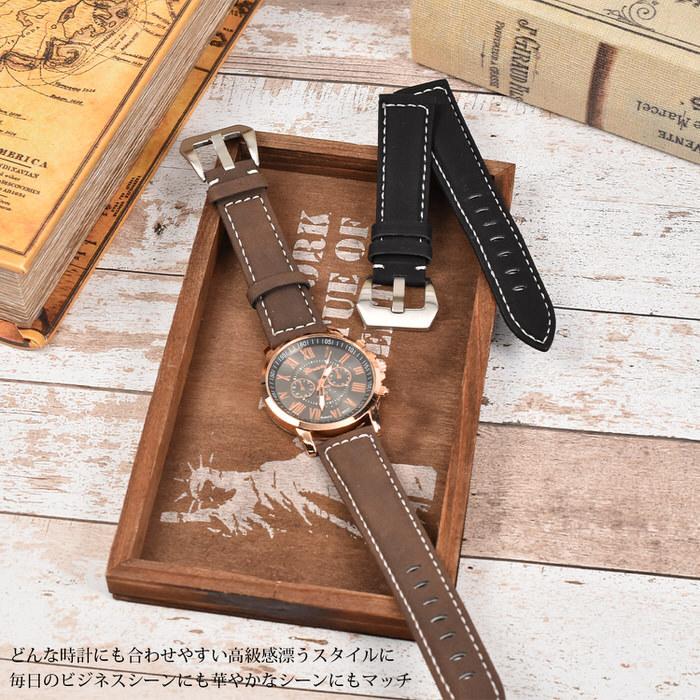 時計ベルト スエード 仕上げ ステッチ 時計 メンズ 交換 替えバンド 男性 ビジネス かっこいい しぶい ギフト  18mm 20mm 22mm |  | 02