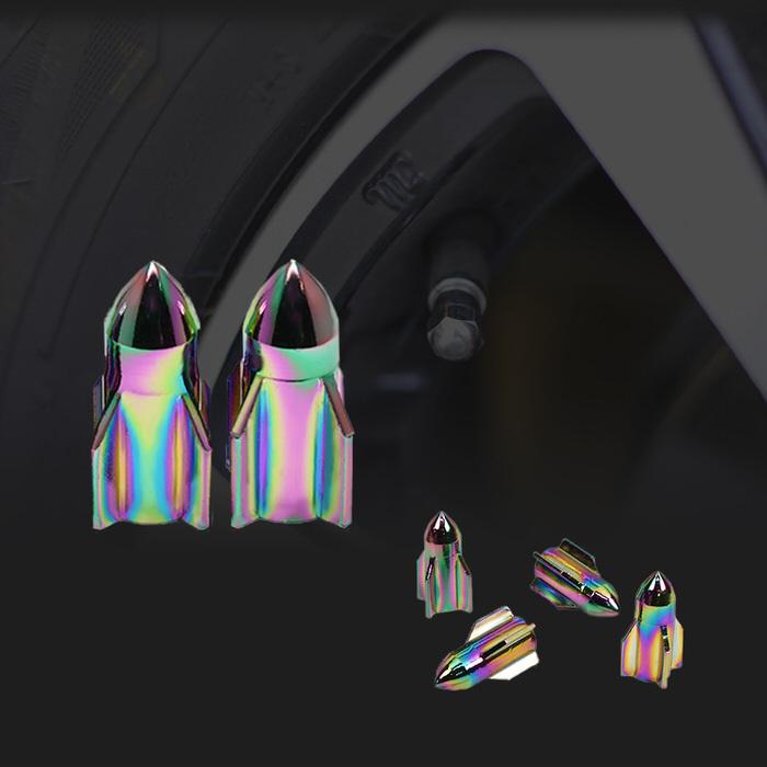 米式 バルブキャップ チタン カラー 調 ロケット型 車 カスタム お洒落 目立つ クール 部品 パーツ メンテナンス 修理 ホイール タイヤ car |  | 11