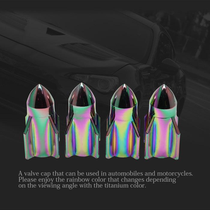 米式 バルブキャップ チタン カラー 調 ロケット型 車 カスタム お洒落 目立つ クール 部品 パーツ メンテナンス 修理 ホイール タイヤ car |  | 12