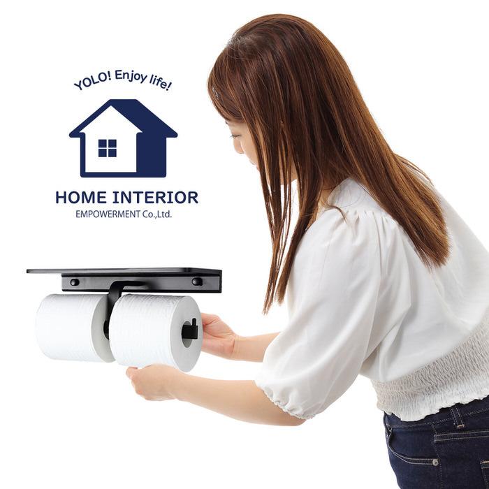 トイレットペーパーホルダー ダブル トイレ モダン DIY 2連 収納 飾り棚 棚付き スマホテーブル スマートフォン テーブル ダブル |  | 14