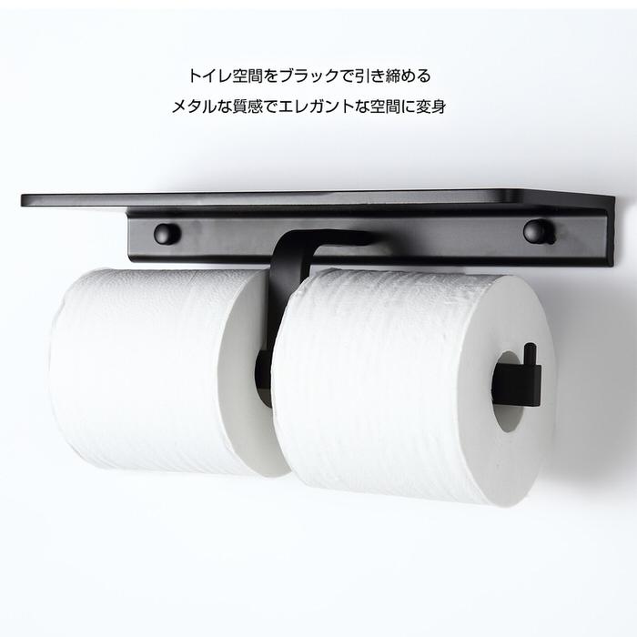 トイレットペーパーホルダー ダブル トイレ モダン DIY 2連 収納 飾り棚 棚付き スマホテーブル スマートフォン テーブル ダブル |  | 04