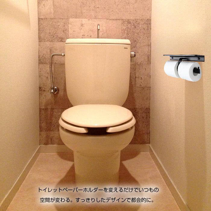 トイレットペーパーホルダー ダブル トイレ モダン DIY 2連 収納 飾り棚 棚付き スマホテーブル スマートフォン テーブル ダブル |  | 08