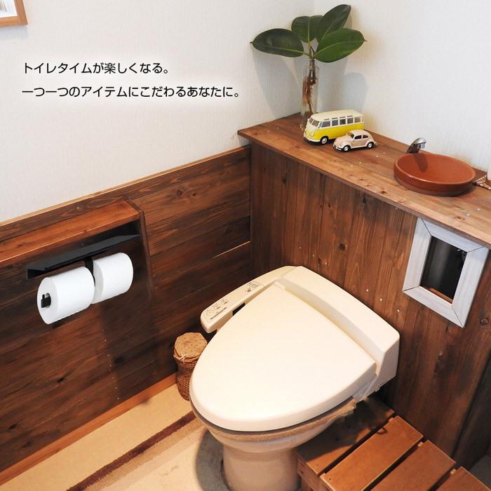 トイレットペーパーホルダー ダブル トイレ モダン DIY 2連 収納 飾り棚 棚付き スマホテーブル スマートフォン テーブル ダブル |  | 09
