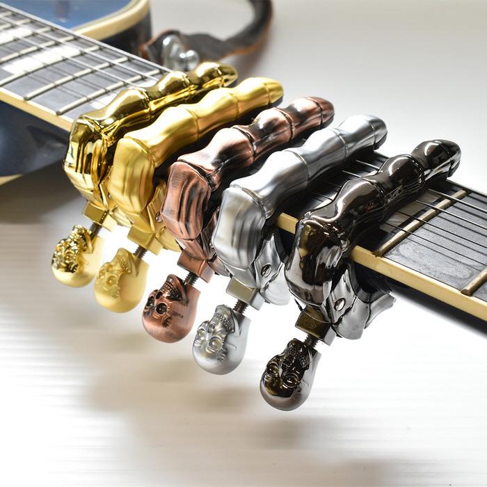 ギターカポ スカル GUITAR CAPO フォーク クラシックギター 対応 用 スカル がいこつ かっこいい ネジ式 ゴールド  メタリック |  | 08