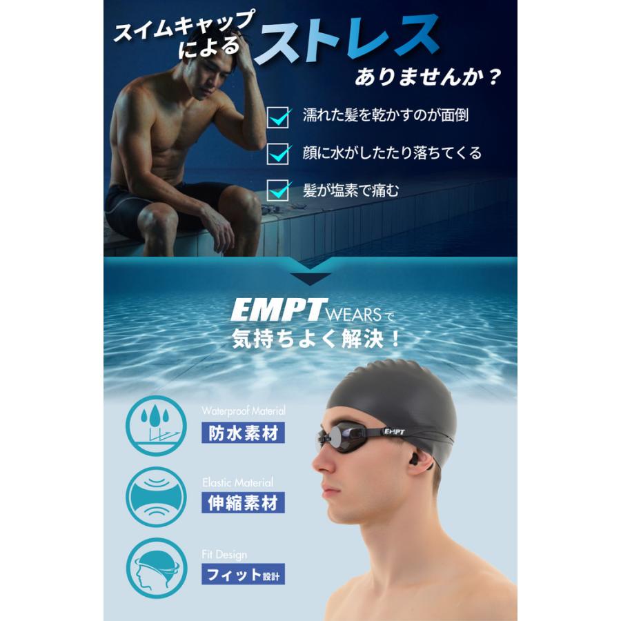 EMPT水泳キャップブラック2（裏側凸ありタイプ） 水泳帽 帽子 競泳用 練習水着 水着用品 練習用 競泳 水泳試合 水泳 スイミング スイム |  | 03