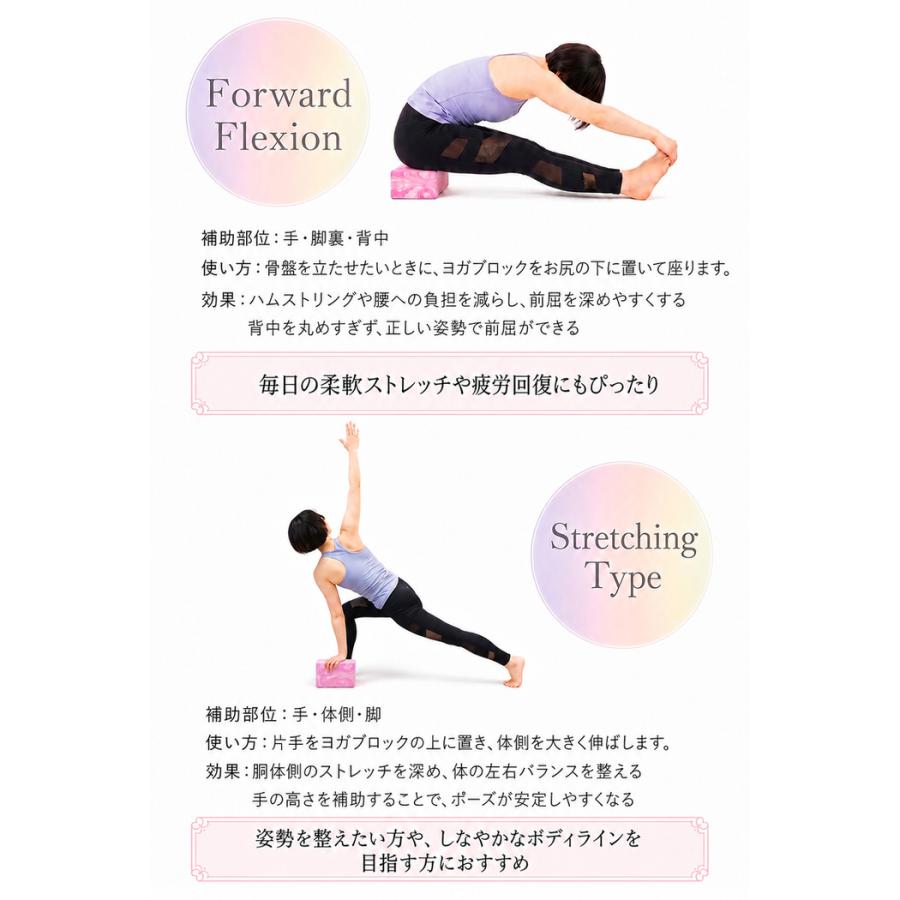 ヨガブロック 単品  ストレッチ 人気 薄型 薄い おしゃれ マーブル 硬め 厚み7.5 かわいい  ハード |  | 11