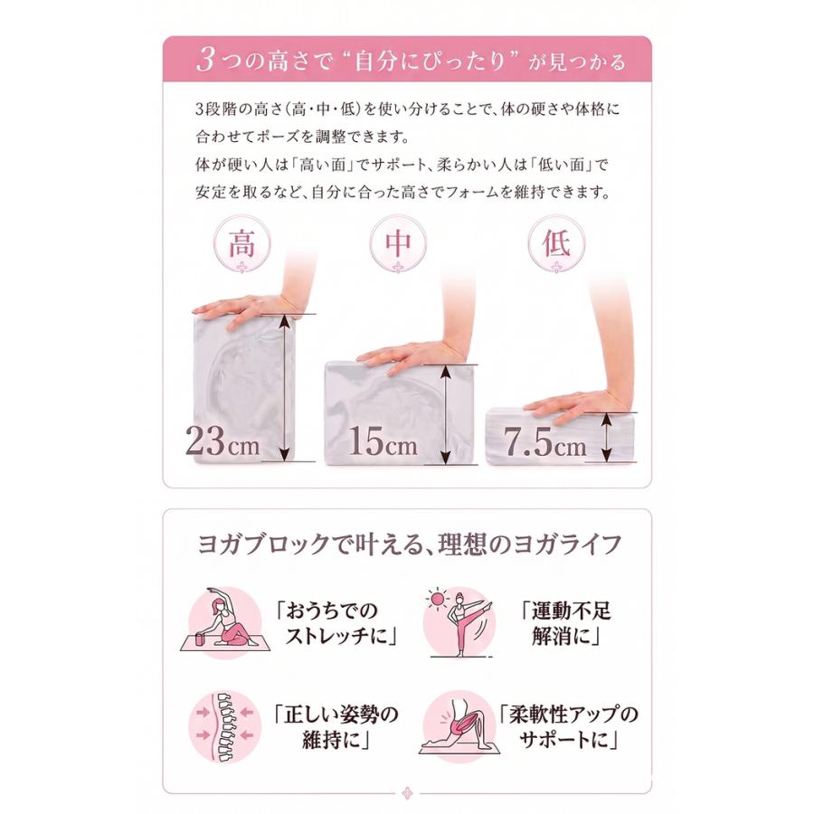 ヨガブロック 単品  ストレッチ 人気 薄型 薄い おしゃれ マーブル 硬め 厚み7.5 かわいい  ハード |  | 13