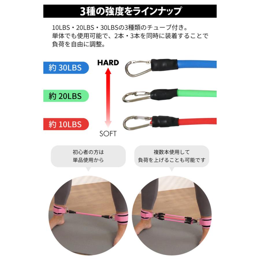 足首抵抗バンドセット 6個セット 筋トレ ゴム フィットネスチューブ ゴムベルト ゴムチューブ 下半身 自宅 初心者 太もも ヒップ  高負荷 |  | 04