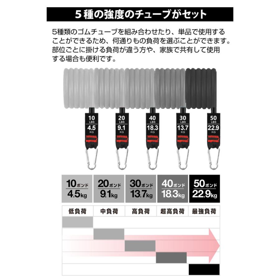 トレーニングチューブ 11点セット グレーグラデーション トレーニング チューブトレーニング フィットネスチューブ 筋トレベルト トレーニング チューブ パワー |  | 06