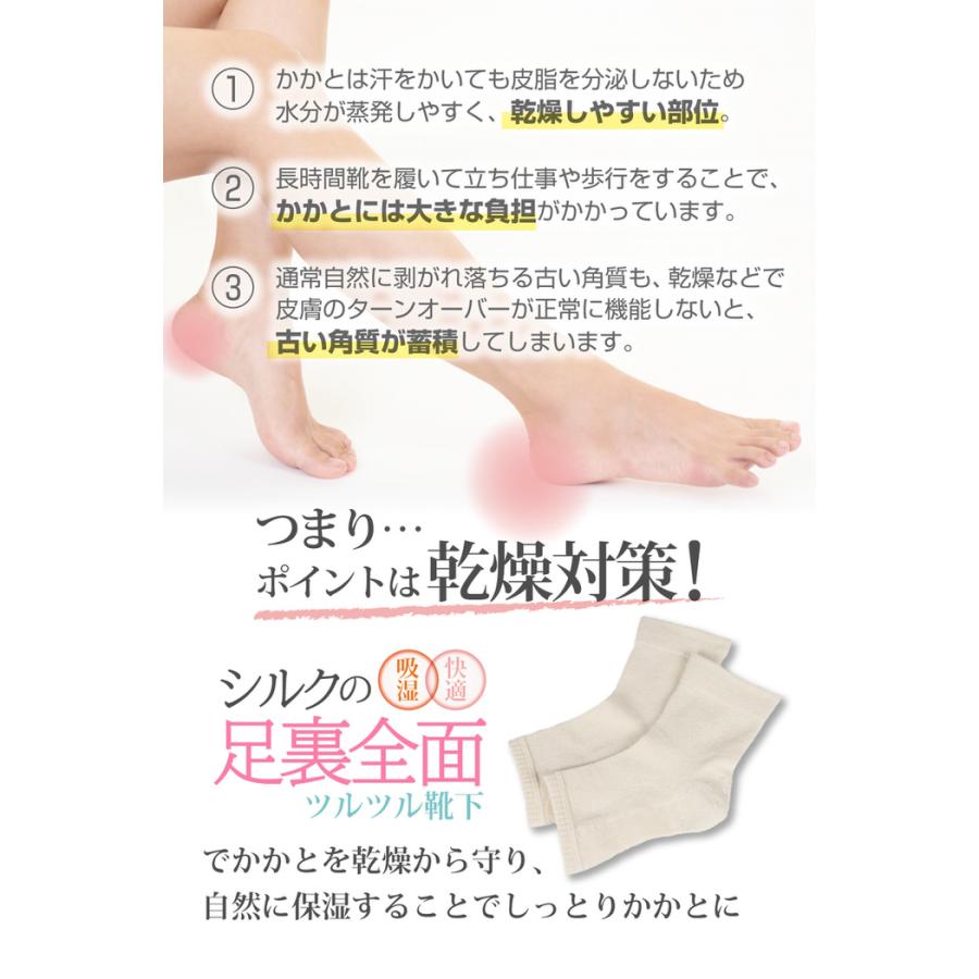 シルクでできたおやすみ用足裏全面ツルツル靴下 かかとケア 日本製 天然繊維 おすすめ 角質ケア ガサガサ 寝るとき かかと 潤い おやすみ用 しっとり 削らない |  | 04