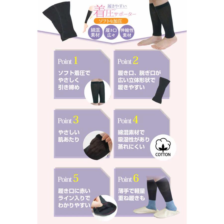 はきやすい 着圧サポーター 薄手 ふくらはぎサポーター 引き締め 締め付け コットン 綿 レディース フリーサイズ グッズ 洗える おすすめ |  | 10