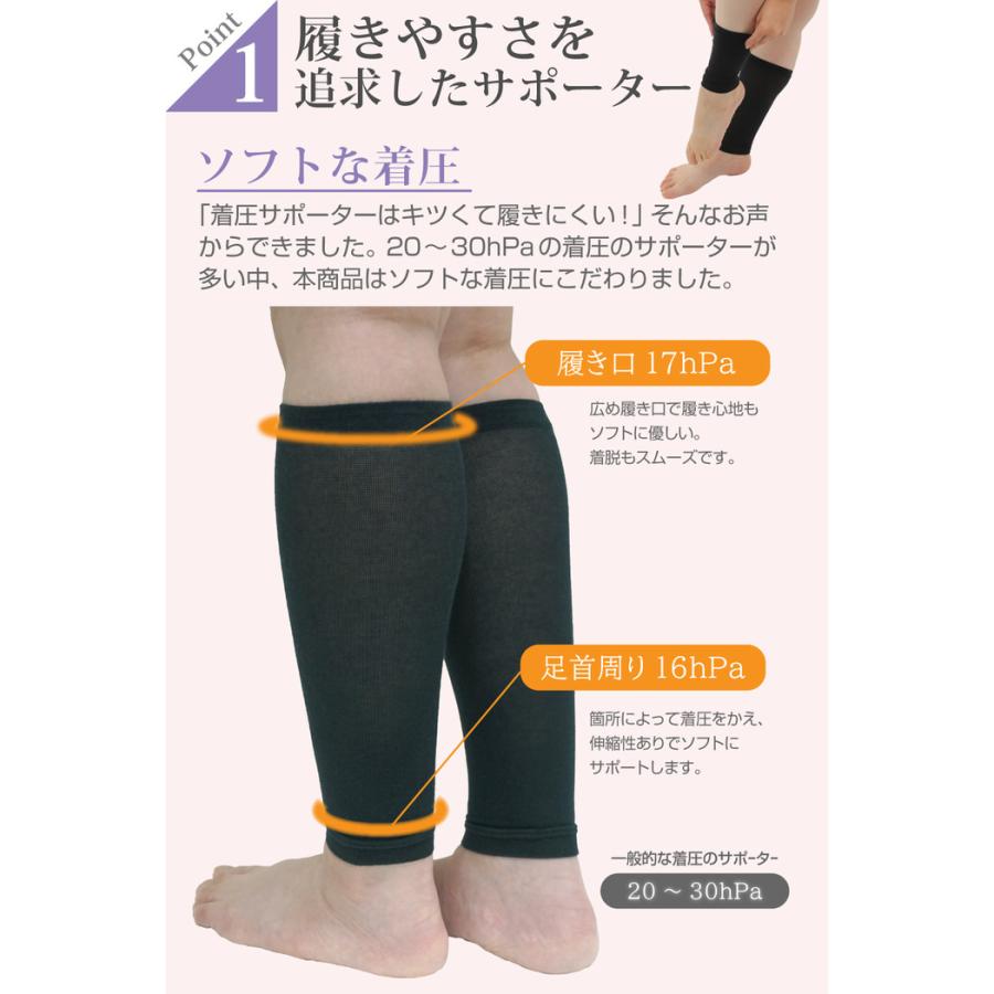 はきやすい 着圧サポーター 薄手 ふくらはぎサポーター 引き締め 締め付け コットン 綿 レディース フリーサイズ グッズ 洗える おすすめ |  | 04