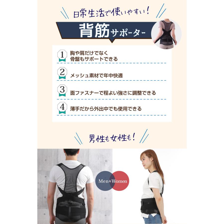 骨盤からととのえる メッシュの 背筋サポーター サポーター 骨盤 肩甲骨 姿勢補正 姿勢 正しい姿勢 巻き方 メンズ レディース  補正 |  | 14