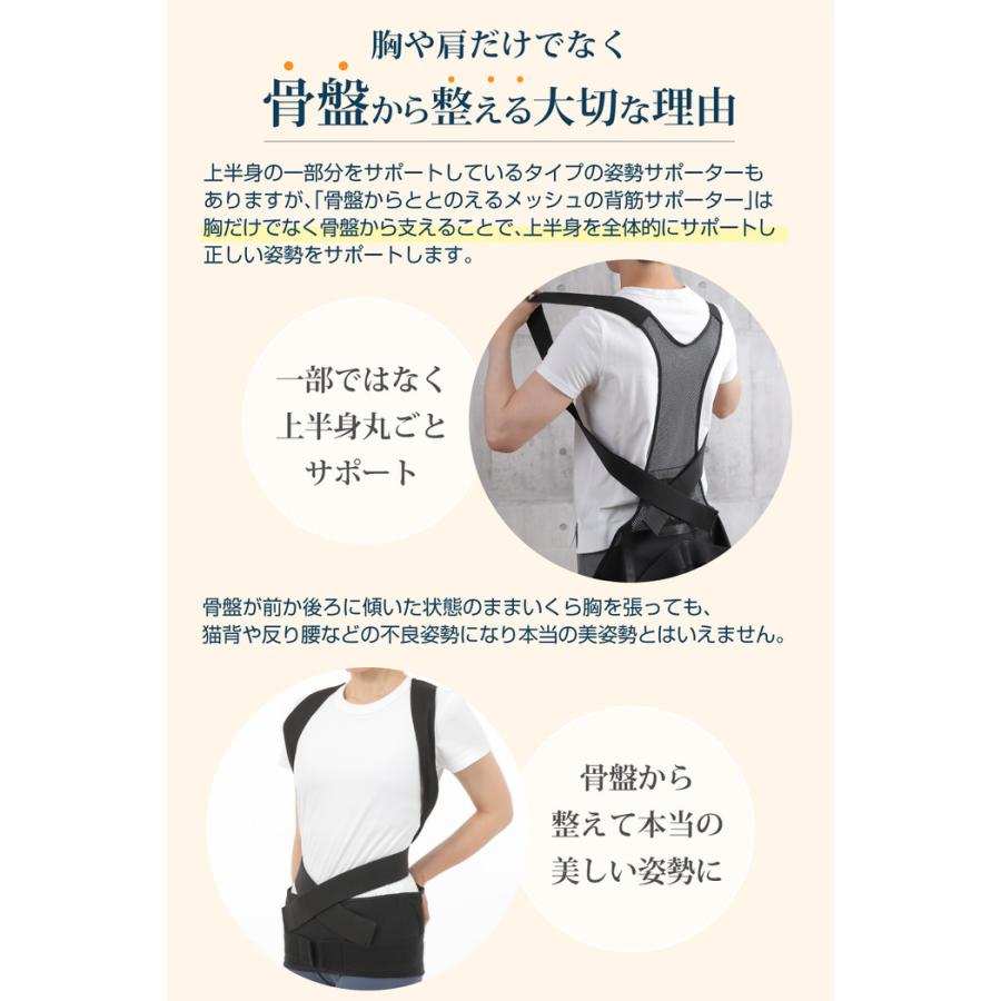 骨盤からととのえる メッシュの 背筋サポーター サポーター 骨盤 肩甲骨 姿勢補正 姿勢 正しい姿勢 巻き方 メンズ レディース  補正 |  | 07