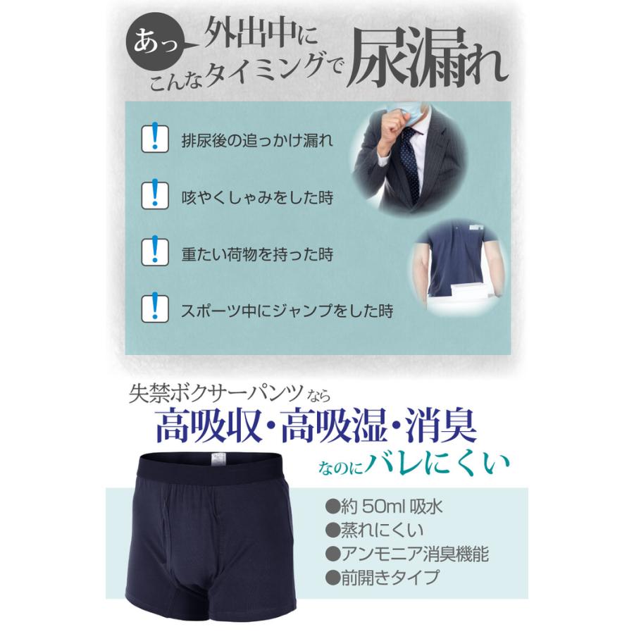 しっかり消臭 外出専用 失禁ボクサーパンツ らくらく前開きタイプ パンツ パッド付 消臭 臭い 綿 男性 高齢者 下着 インナー  前開き |  | 11