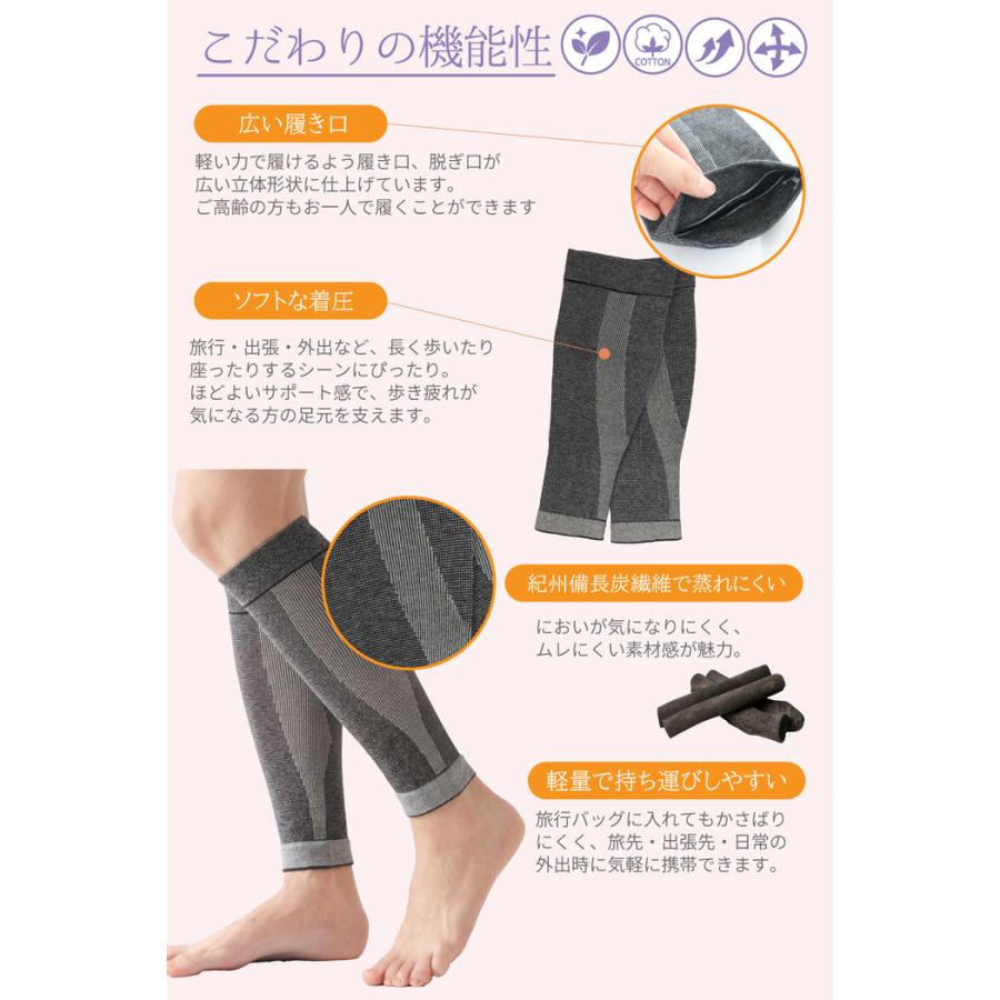 旅先スイスイふくらはぎサポーター ふくらはぎ グレー シンプル オススメ 立ち仕事 通気性 消臭 綿 観光  保温 |  | 03