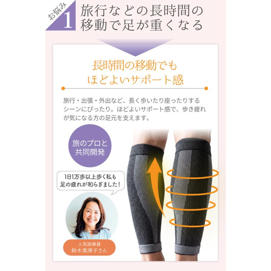 旅先スイスイふくらはぎサポーター ふくらはぎ グレー シンプル オススメ 立ち仕事 通気性 消臭 綿 観光  保温 |  | 04