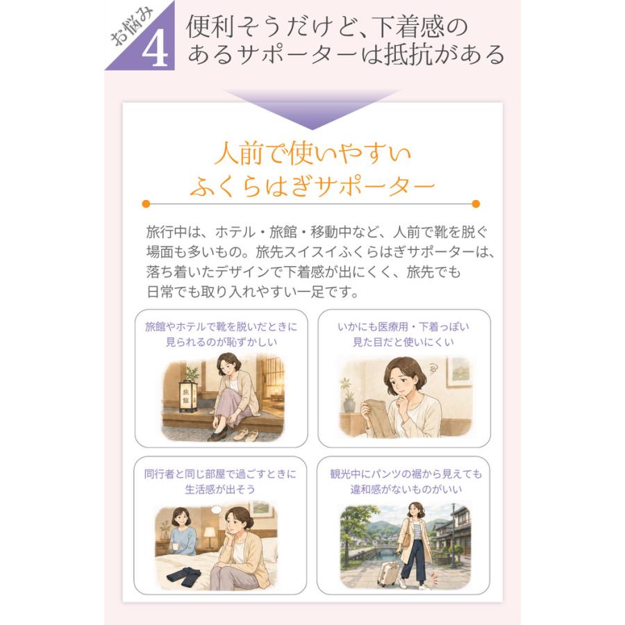 旅先スイスイふくらはぎサポーター ふくらはぎ グレー シンプル オススメ 立ち仕事 通気性 消臭 綿 観光  保温 |  | 07