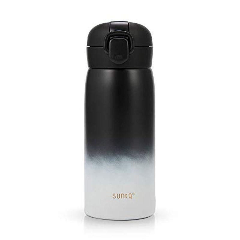 Suntq 水筒 真空断熱ケータイマグ ボトル 直飲み 子供用 持ち歩く かわいい 上品な保温瓶 ブラック 380ml コーヒーメーカー