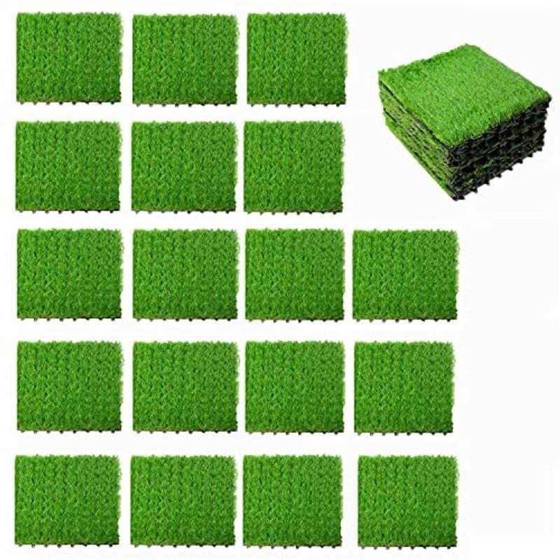 Ybaymy 芝生 ジョイント式 18枚セット 人工芝 人工芝マット パネル 正方形 置くだけ 簡単 施工 30x30cm 自 新着商品