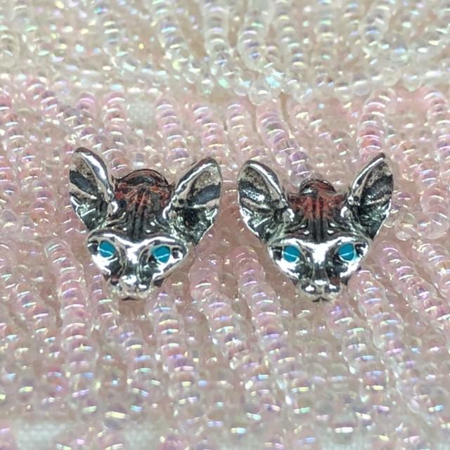 ヴィンテージ キャット フェイス ピアス イヤリング 猫 アクセサリー パンク |  | 02